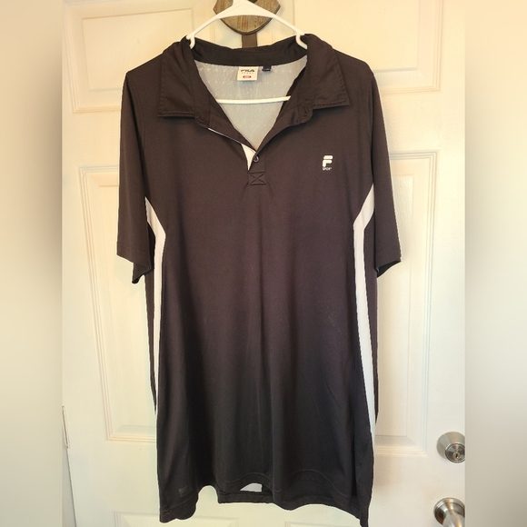 (867) FILA Men's Premium Sports Golf Polo Shirt, Size: XXT, Color: Black - Picture 1 of 15